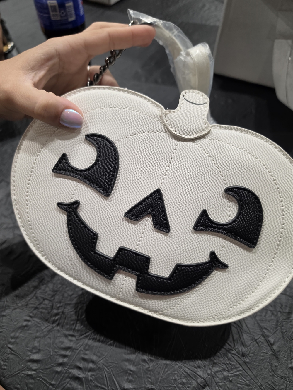 MAD Engine White Pumpkin Jack-O'-Lantern Mini Crossbody Bag